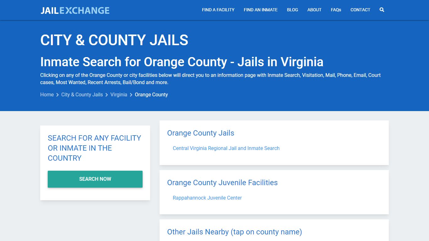 Inmate Search for Orange County | Jails in Virginia - Jail Exchange
