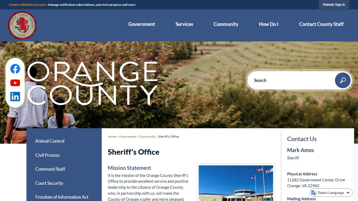 Sheriff's Office | Orange County, VA - Official Website
